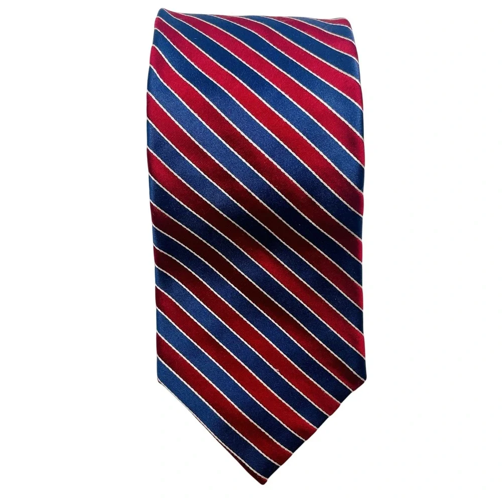 Hart Schaffner Marx Silk Tie Classic Striped Red&blue Classiccore Preppy Retro